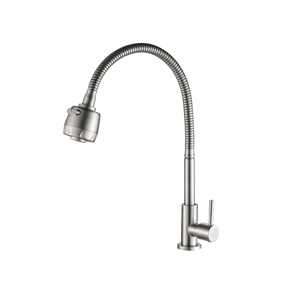Кран моно, гибкий излив, нерж. сталь VALFEX Vela Steel (10)