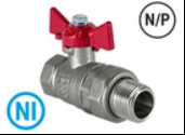 Кран шаровой N/P59 для ВОДЫ 1/2" ВР/НР бабочка, с амер., латунный НИКЕЛИР VALFEX