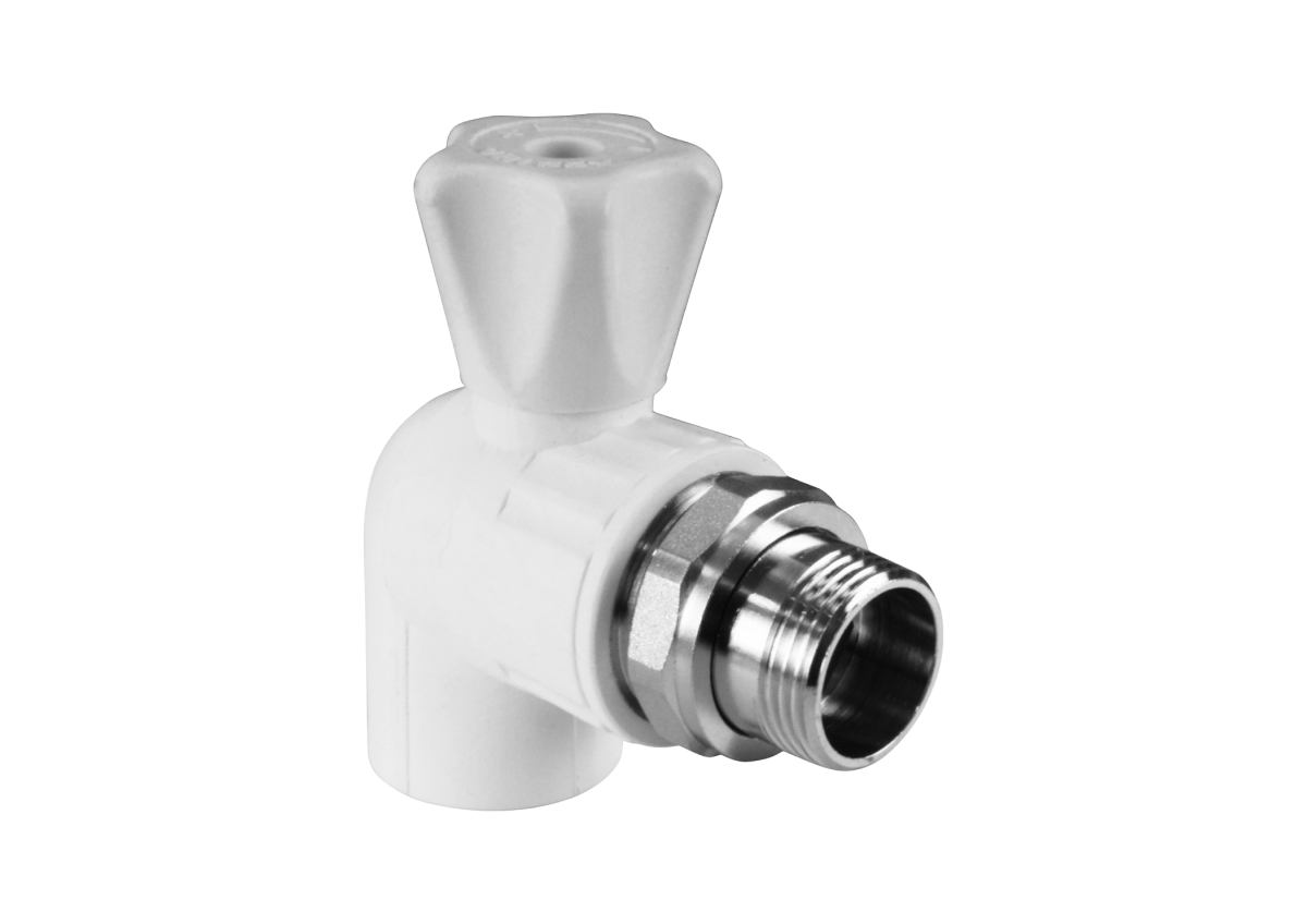 Кран шаровой для радиатора угловой 20х1/2" (60/10) (Valfex) ЗАВОД ВАЛФ-РУС БЕЛЫЙ