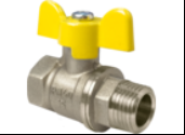 Кран шаровой N/P59 для ГАЗА 1/2" ВР/НР ручка-бабочка, латунный НИКЕЛИР-Й VALFEX