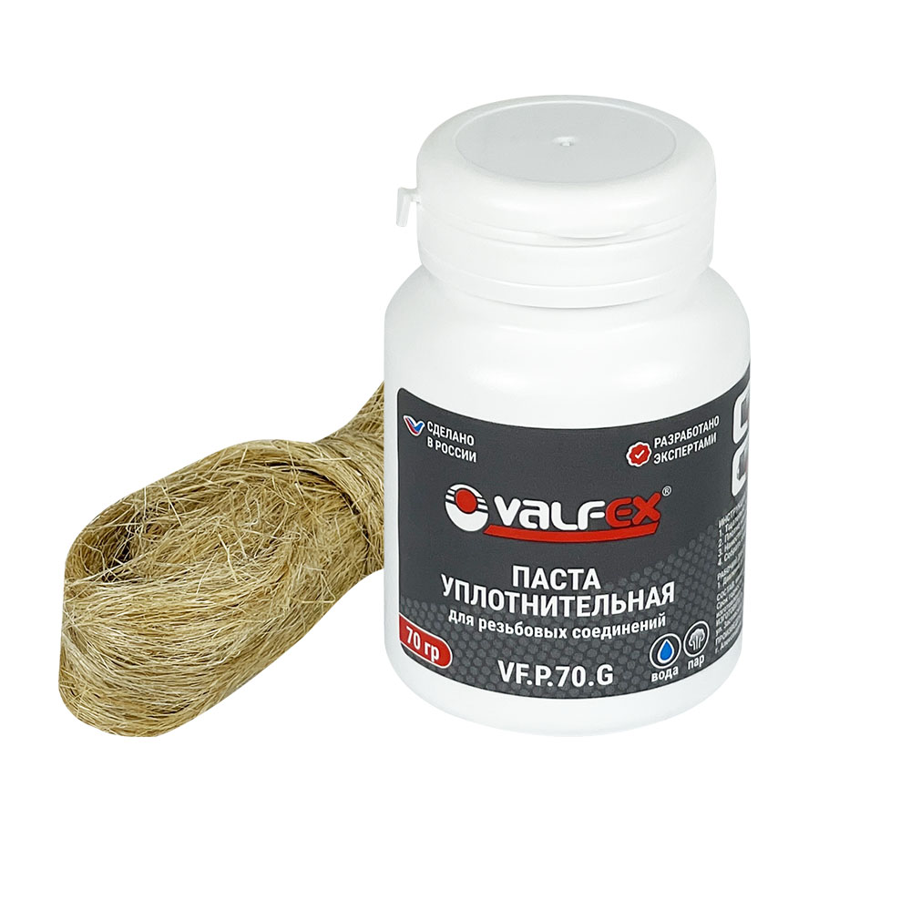 Комплект для герметизации VALFEX паста уплотнительная (25 г) + лен (7 г) (Вода, пар) (100)