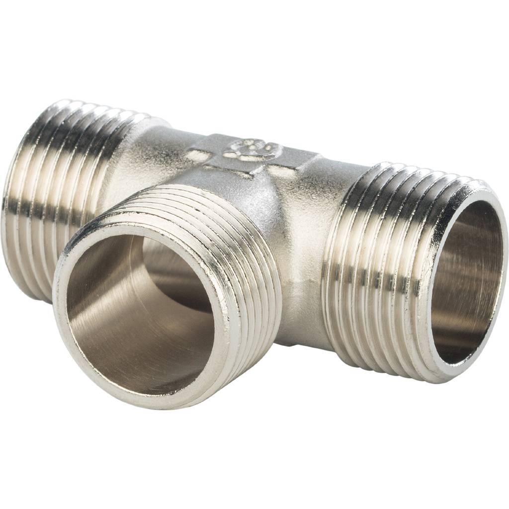 Тройник наружная резьба никелированный, 1/2"