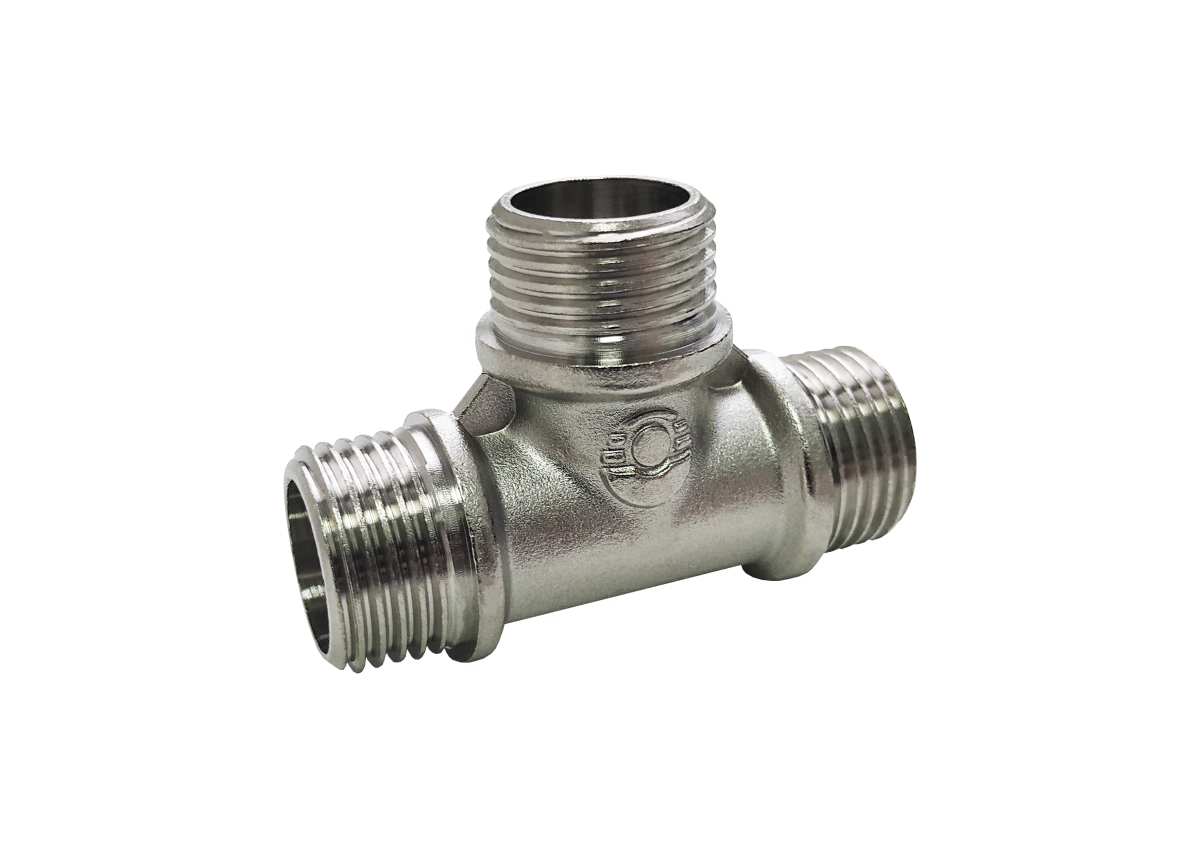 Тройник НИКЕЛИРОВАННЫЙ переходной с наружной резьбой VALFEX НР1/2"хНР3/4"хНР3/4"
