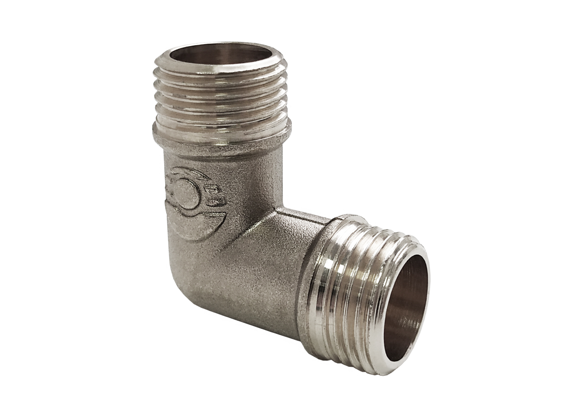Угольник НИКЕЛИРОВАННЫЙ с наружной резьбой VALFEX НР-НР 1/2" (120/10)